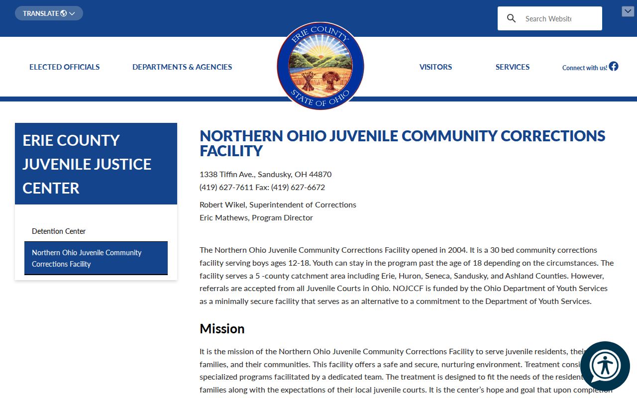 Northern Ohio Juvenile Community Corrections Facility release information for Seneca County